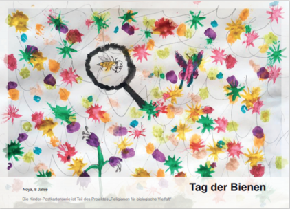 "Tag der Bienen" - die Kinderpostkartenserie ist Teil des Projekts "Religion für biologische Vielfalt"