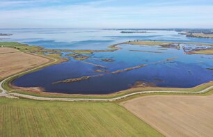 Luftaufnahme des renaturierten Polders Drammendorf vom September 2020. (Foto: Andreas Krone)